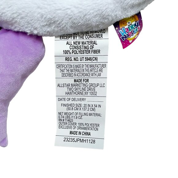 Happy Nappers Unicorn Sleepy Sack Medium — Rainbow Plush Toy Pillow - Picture 9 of 10